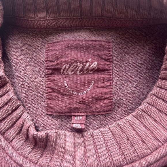 Aerie | Oversized Red Mock Neck Long Sleeve Slouchy Lounge Sweatshirt Small - Picture 11 of 12